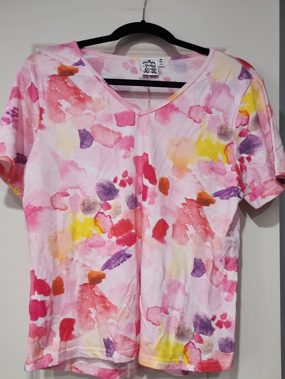 🥗Parsley & Sage Abstract Floral Print Short Sleeve Top Size Medium
